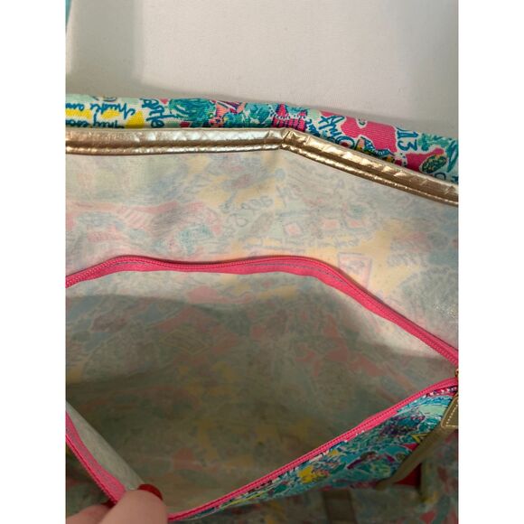Lilly Pulitzer In The Beginning Gold Sparkle Tote Bag – Gold Sequin Trim - Picture 14 of 16